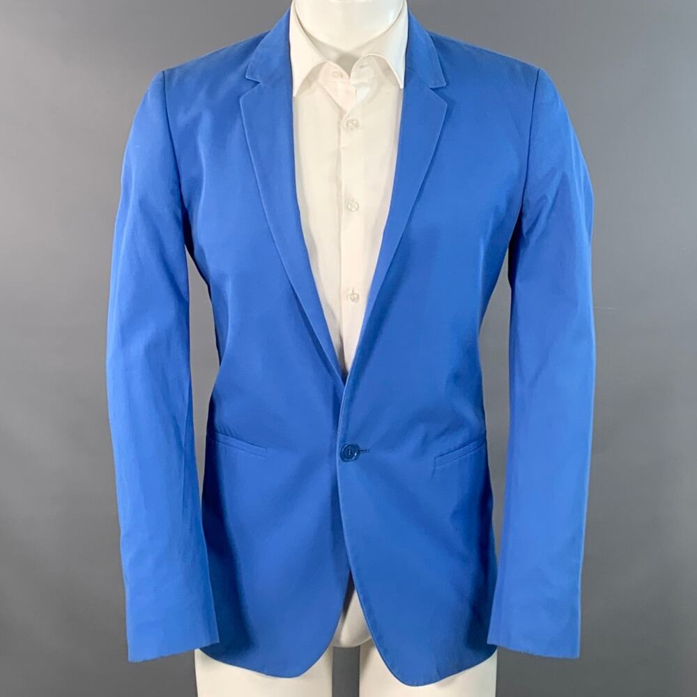 36 Blue Cotton Twill Notch Lapel Single Button Sport Coat